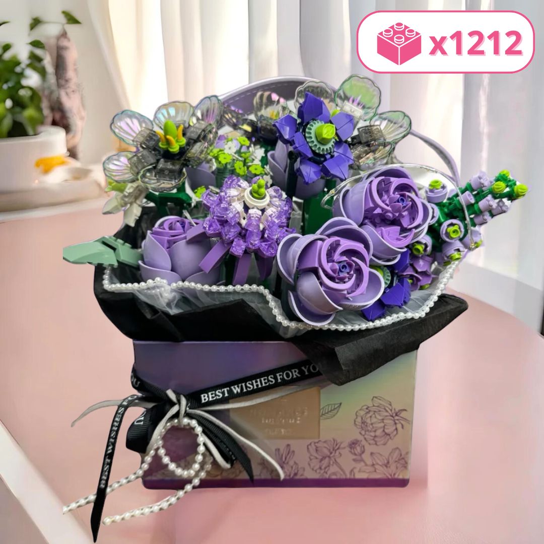 Le panier de roses violettes